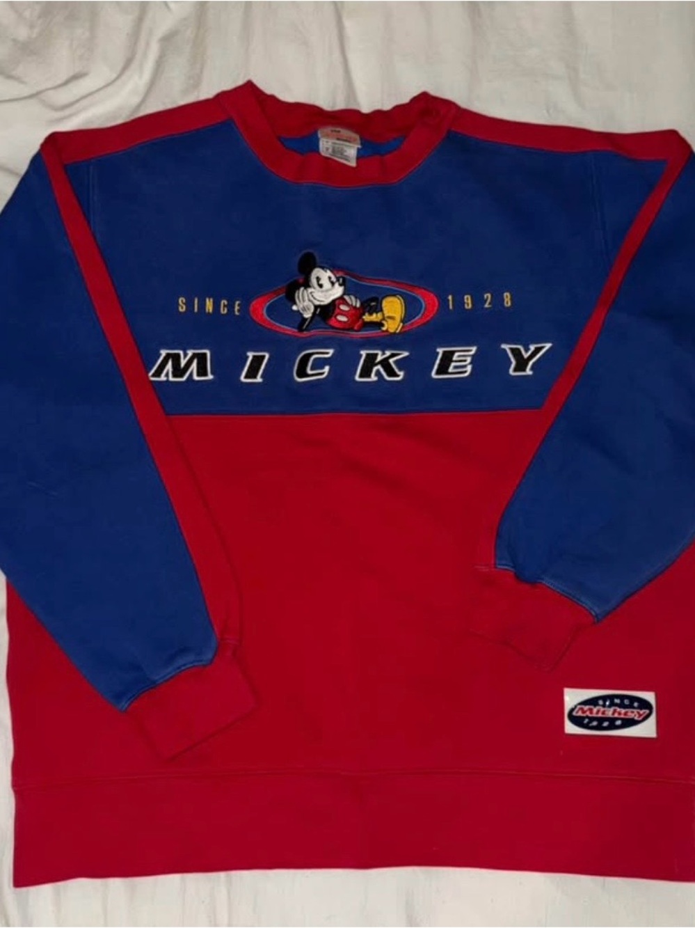 Disney Red and Blue Mickey Crewneck Sweatshirt